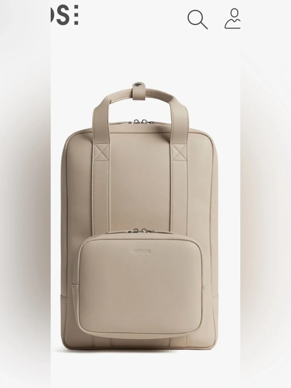 Monos Metro Backpack in Beige Vegan Leather